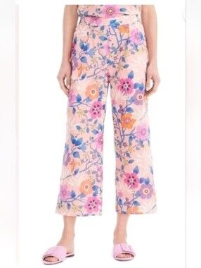 J.CREW Wide Leg Cropped Pants Liberty Pavilion Pink Floral Boho Cottagecore 0
